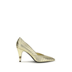 Versace Gold Calf Leather Bos Taurus High Heel Pumps
