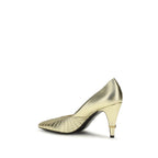 Versace Gold Calf Leather Bos Taurus High Heel Pumps