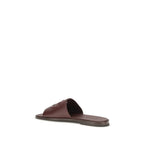 Dolce & Gabbana Brown Calf Leather Bos Taurus Flat Sandals