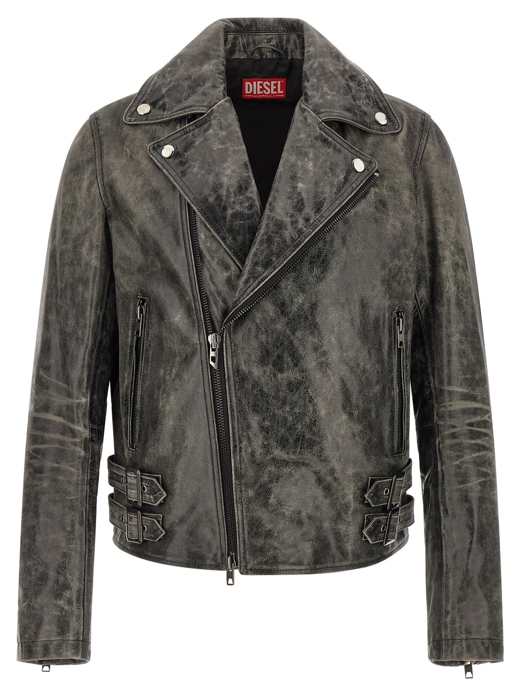 Diesel Gray Cowhide Leather Jacket