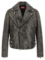 Diesel Gray Cowhide Leather Jacket