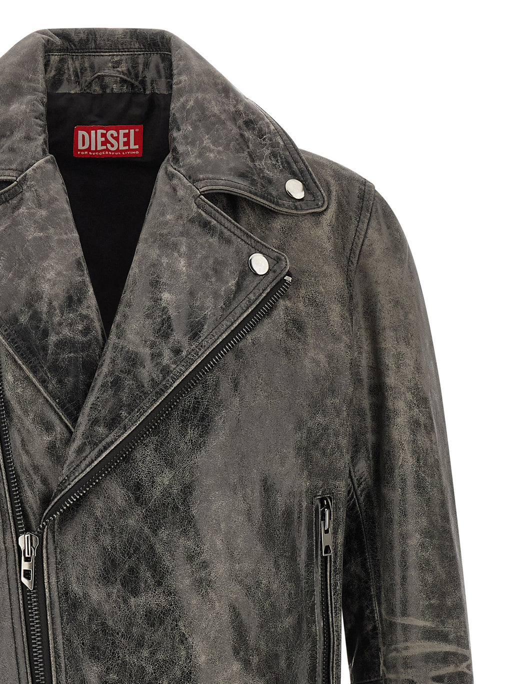 Diesel Gray Cowhide Leather Jacket