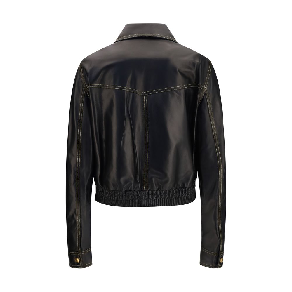 Versace Black Lamb Ovis Aries Full-Length Jacket