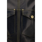 Versace Black Lamb Ovis Aries Full-Length Jacket