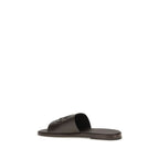 Dolce & Gabbana Brown Calf Leather Bos Taurus Flat Sandals