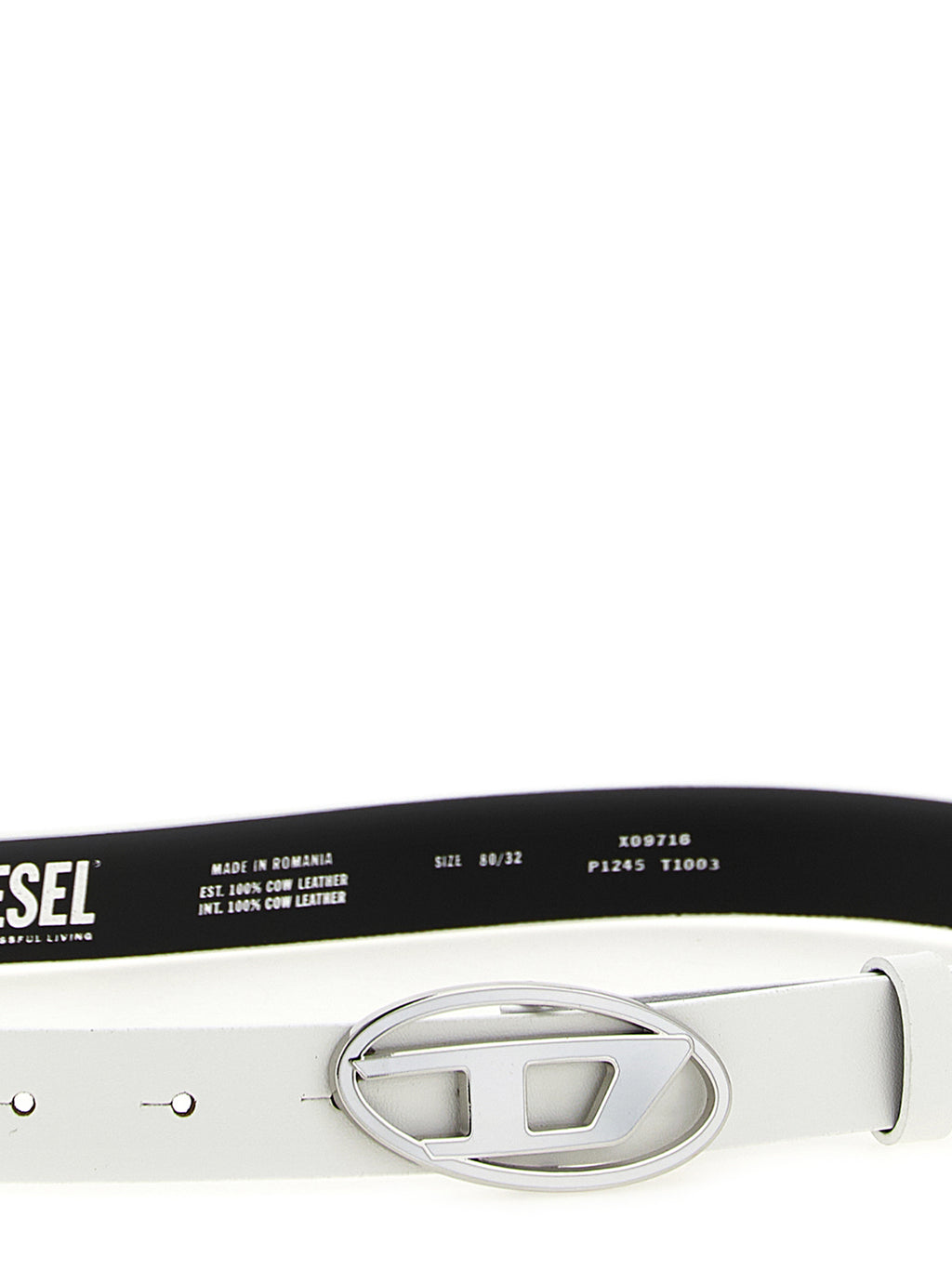 Diesel White Leather Regular Belt