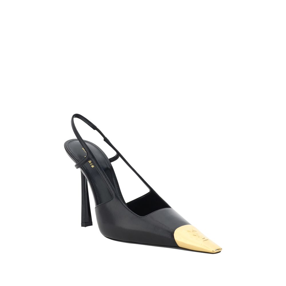 Saint Laurent Black Calf Leather Bos Taurus High Heel Pumps
