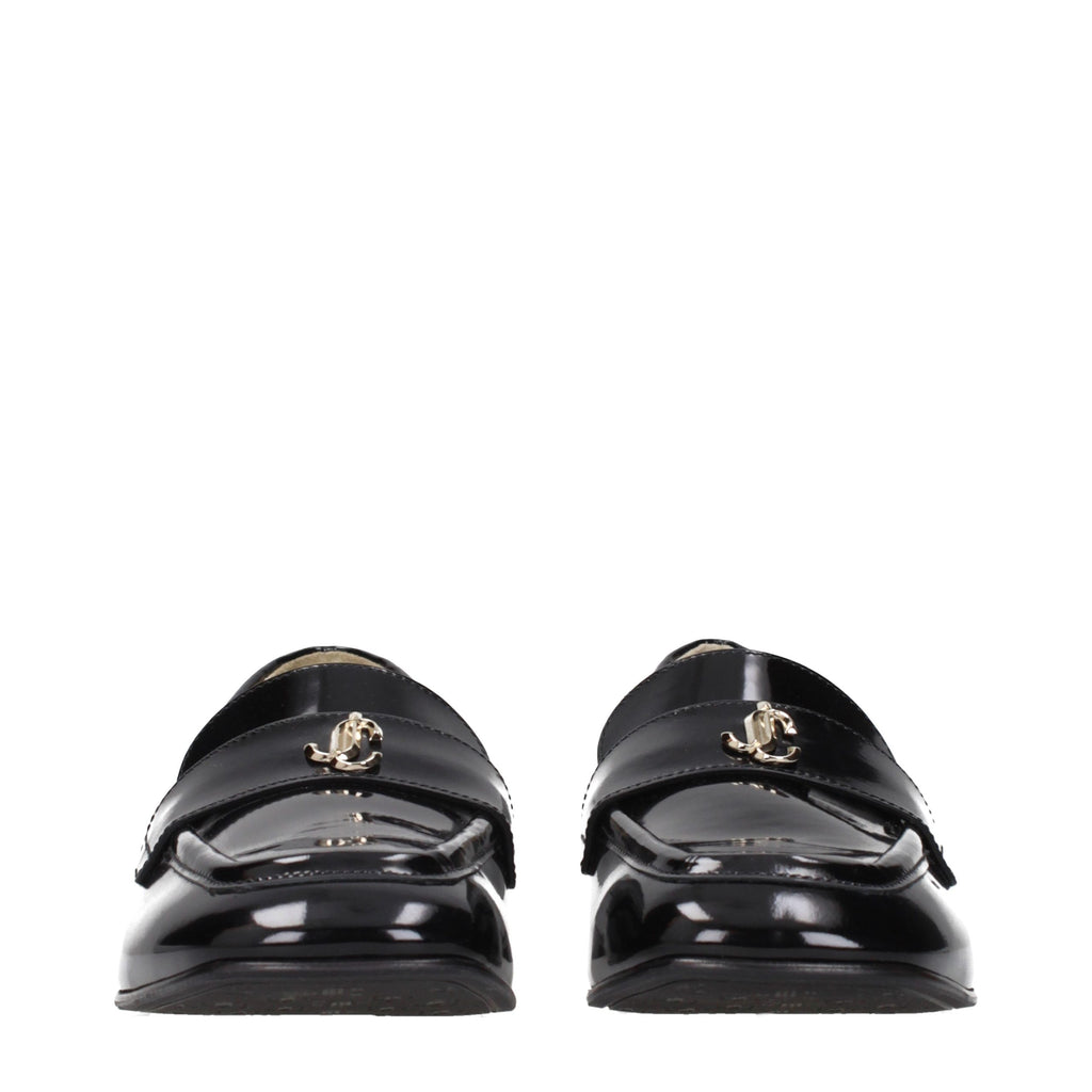 Jimmy Choo Black Leather Slip-On Loafers