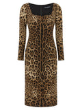 Dolce & Gabbana Brown Viscose Midi Dress