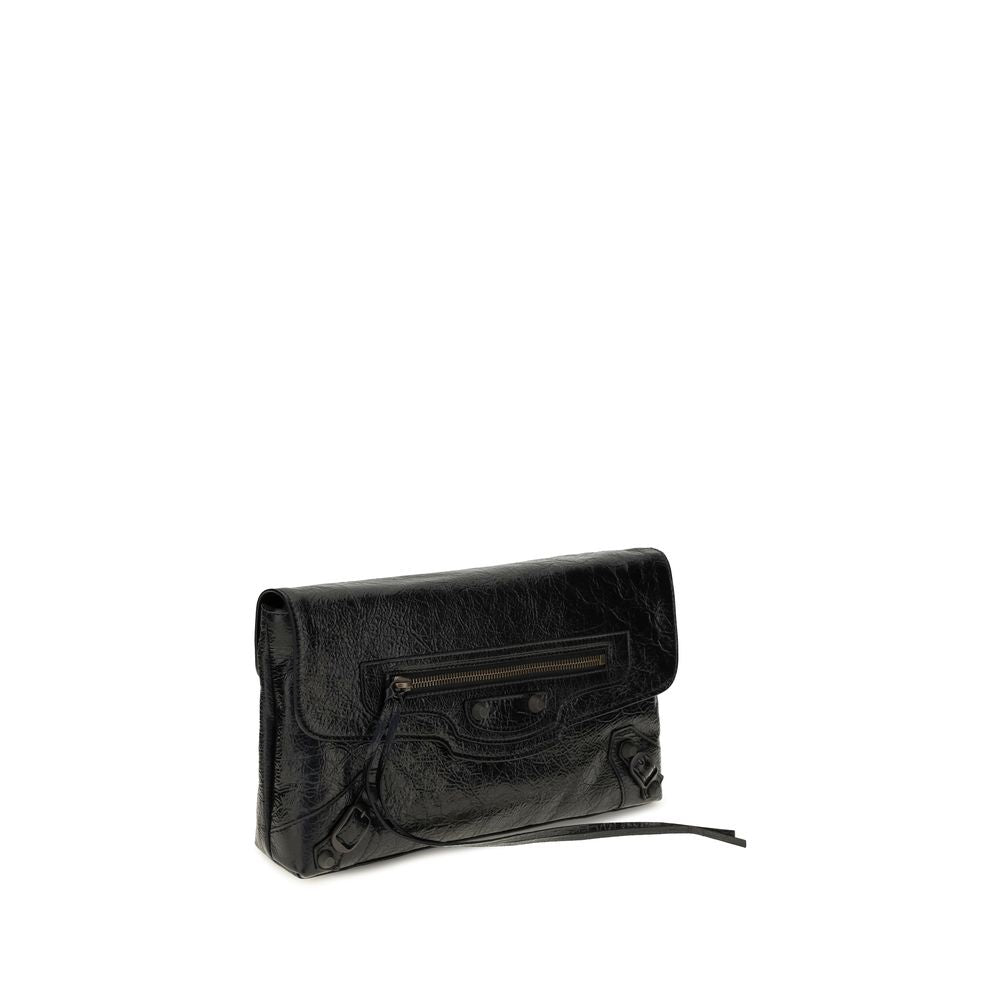 Balenciaga Black Lamb Ovis Aries Clutch Bag
