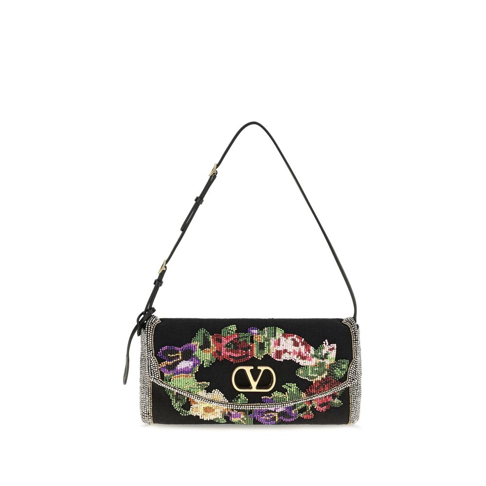 Valentino Garavani Black Satin Shoulder Bag