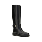 Valentino Garavani Black Calf Leather Bos Taurus Flat Boots