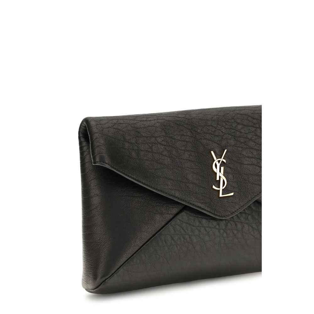 Saint Laurent Black Lamb Ovis Aries Clutch Bag