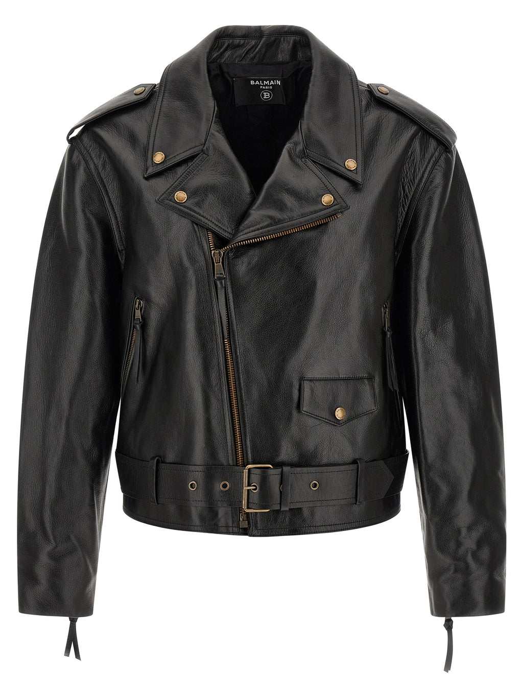 Balmain Black Calfskin Leather Jacket
