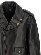 Balmain Black Calfskin Leather Jacket