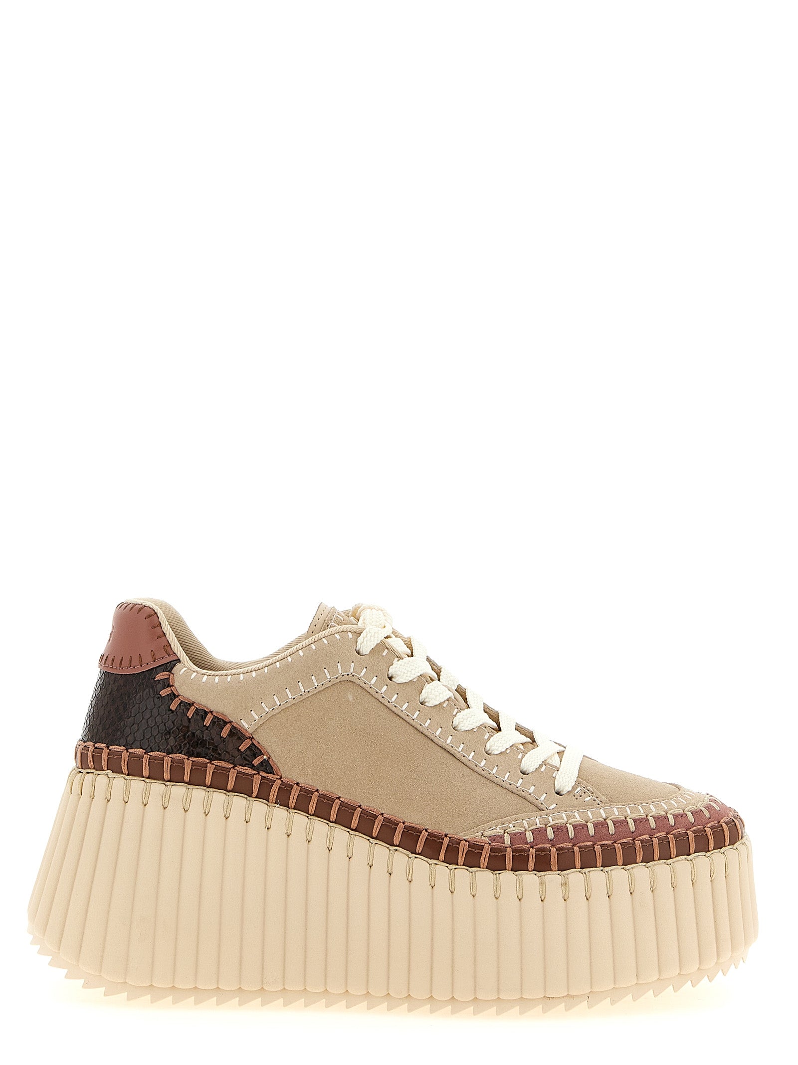 Chloé Beige Polyester Wedge Sandals