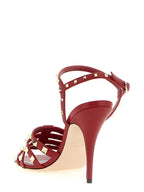 Valentino Garavani Red Calfskin Stiletto Heel Sandals
