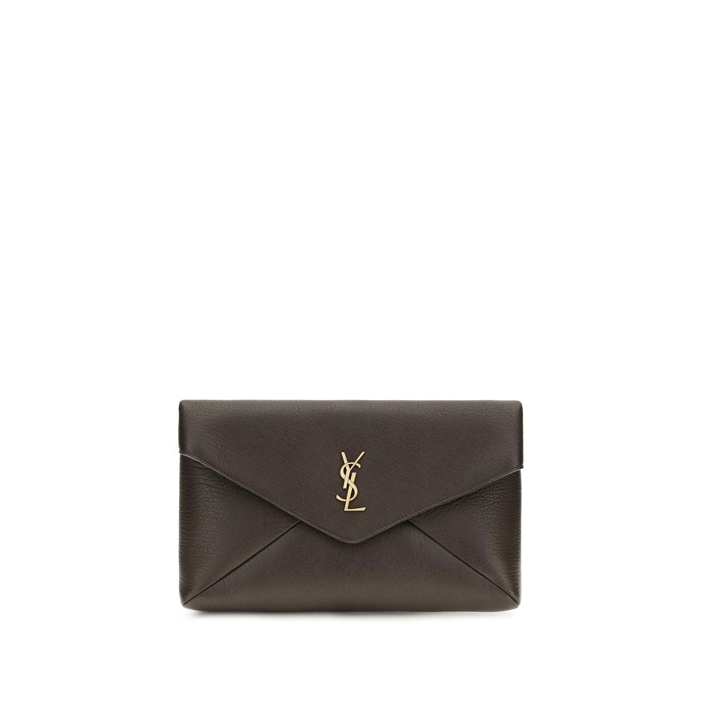 Saint Laurent Brown Lamb Ovis Aries Clutch Bag