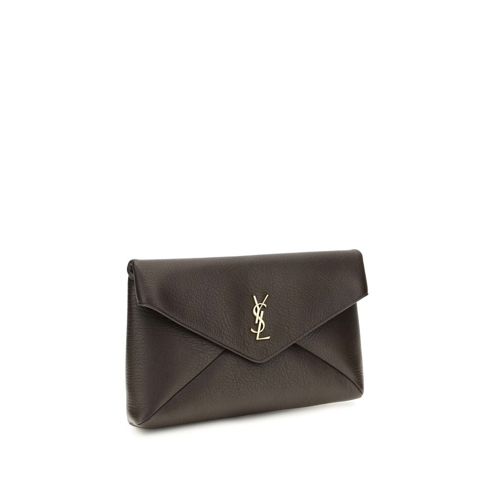 Saint Laurent Brown Lamb Ovis Aries Clutch Bag