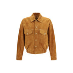 Versace Brown Lamb Ovis Aries Leather Jacket
