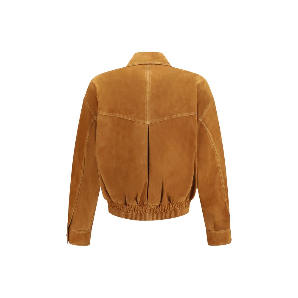 Versace Brown Lamb Ovis Aries Leather Jacket