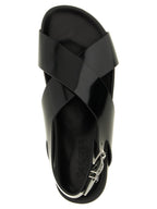 Saint Laurent Black Calfskin Flat Sandals
