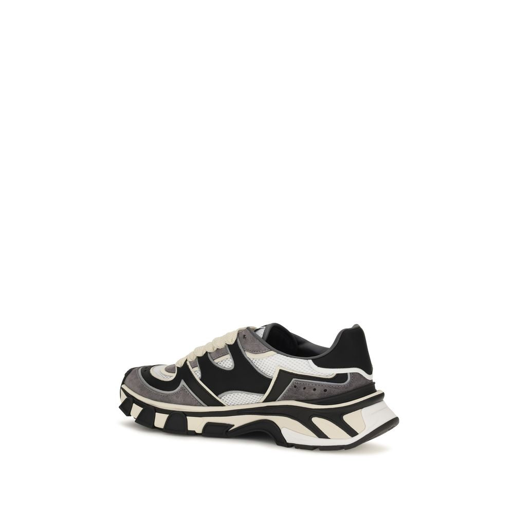 Dolce & Gabbana Gray Calf Leather Bos Taurus Chunky Sneakers