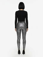 Dolce & Gabbana Silver Polyester Leggings