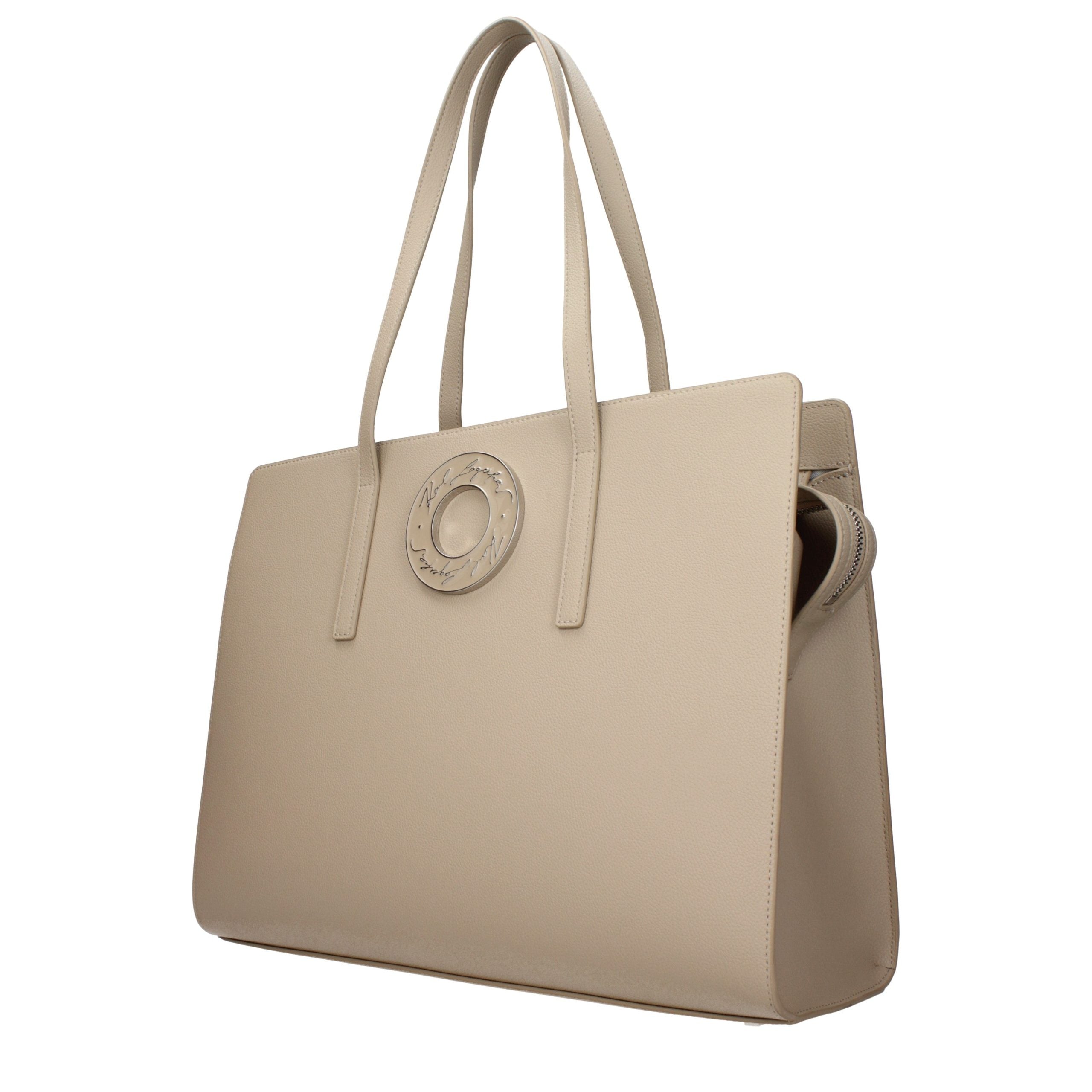 Karl Lagerfeld Beige Leather Shoulder Bag