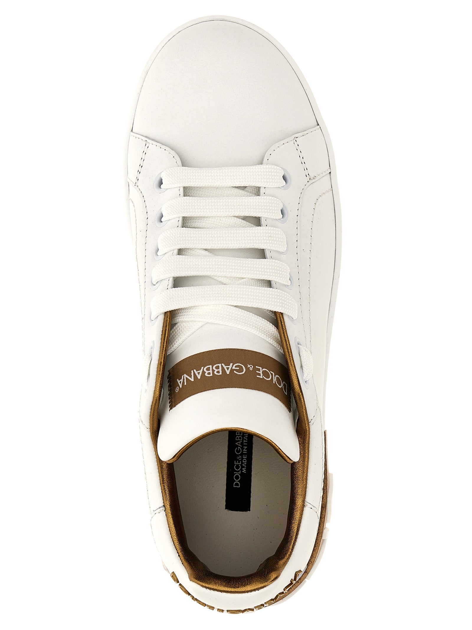 Dolce & Gabbana Gold Calfskin Low Top Sneakers
