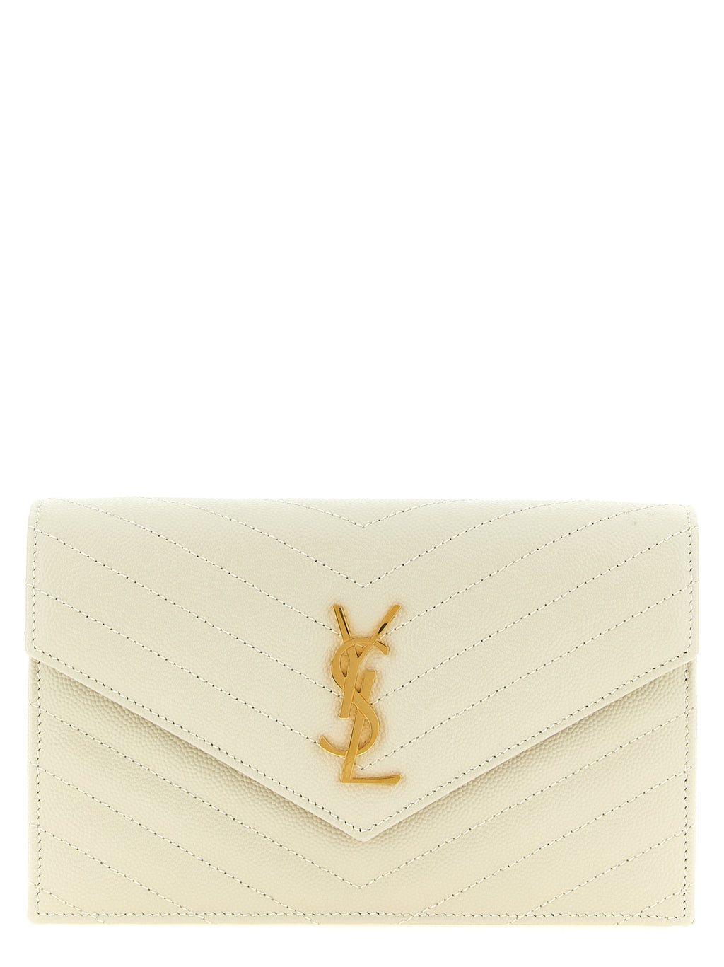 Saint Laurent White Calfskin Clutch Bag