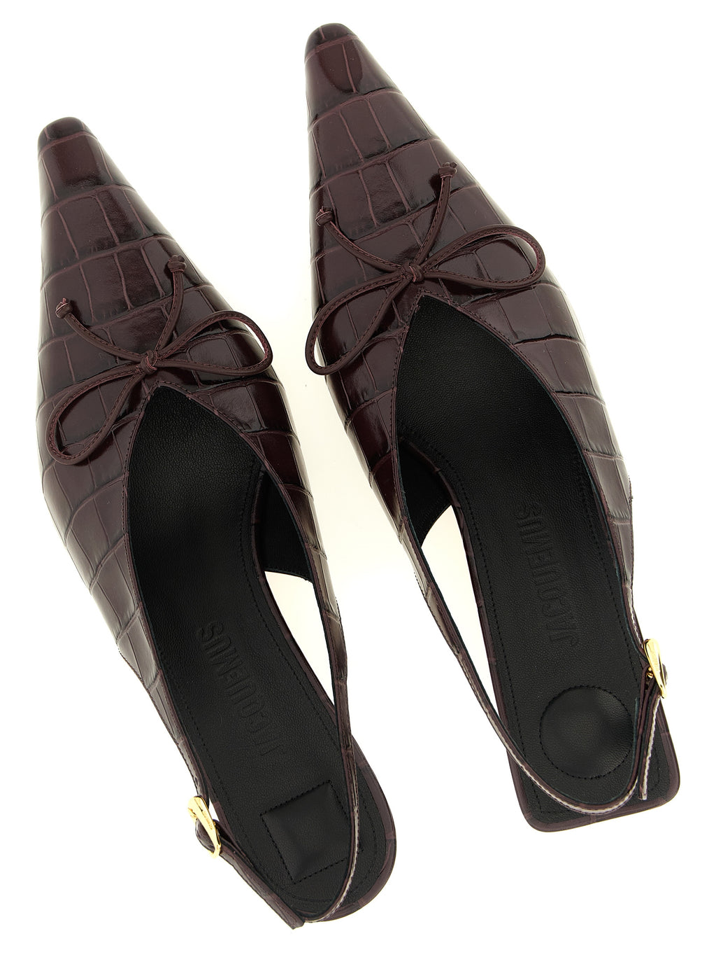 Jacquemus Bordeaux Calfskin Mid Heel Pumps