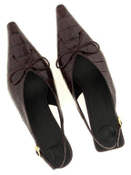 Jacquemus Bordeaux Calfskin Mid Heel Pumps