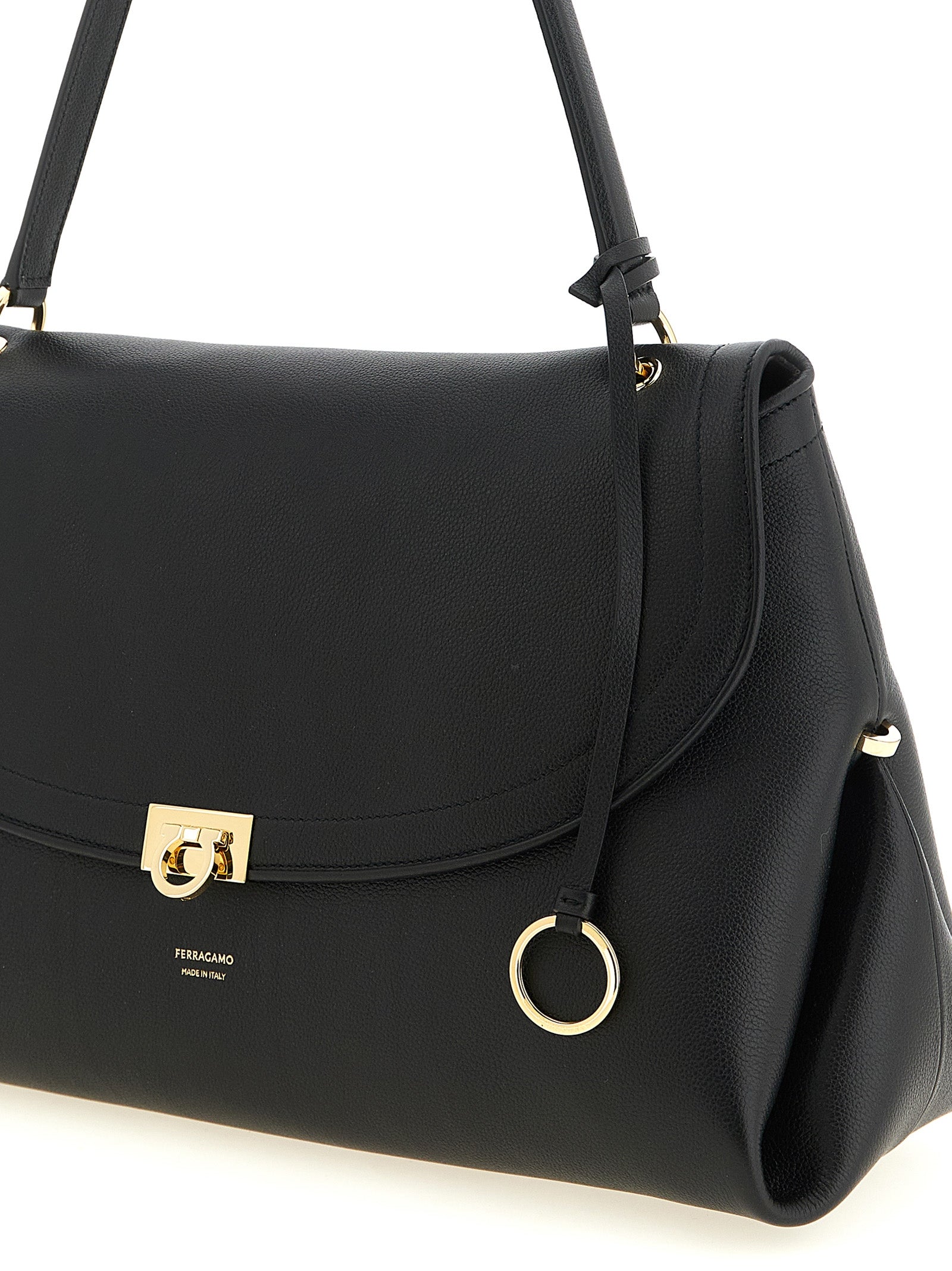 Ferragamo Black Calfskin Shoulder Bag
