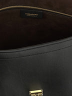Ferragamo Black Calfskin Shoulder Bag