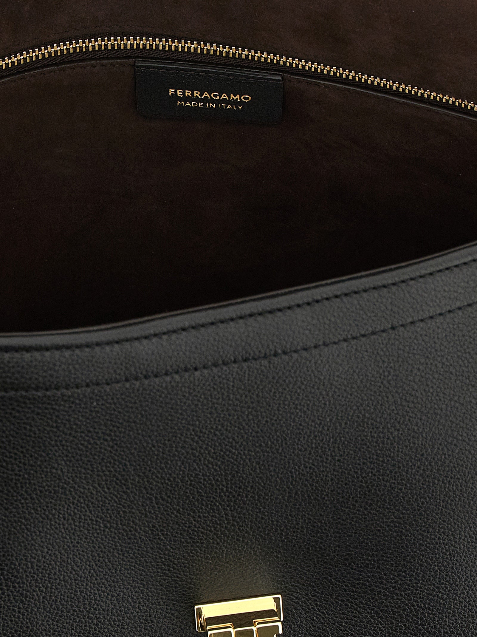 Ferragamo Black Calfskin Shoulder Bag