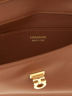Ferragamo Brown Calfskin Clutch Bag
