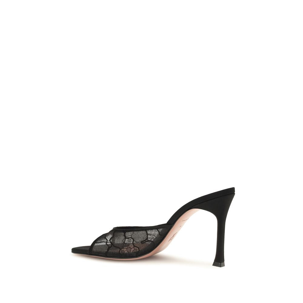 Amina Muaddi Black Fabric Pumps