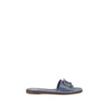 Valentino Garavani Blue Calf Leather Bos Taurus Flat Sandals