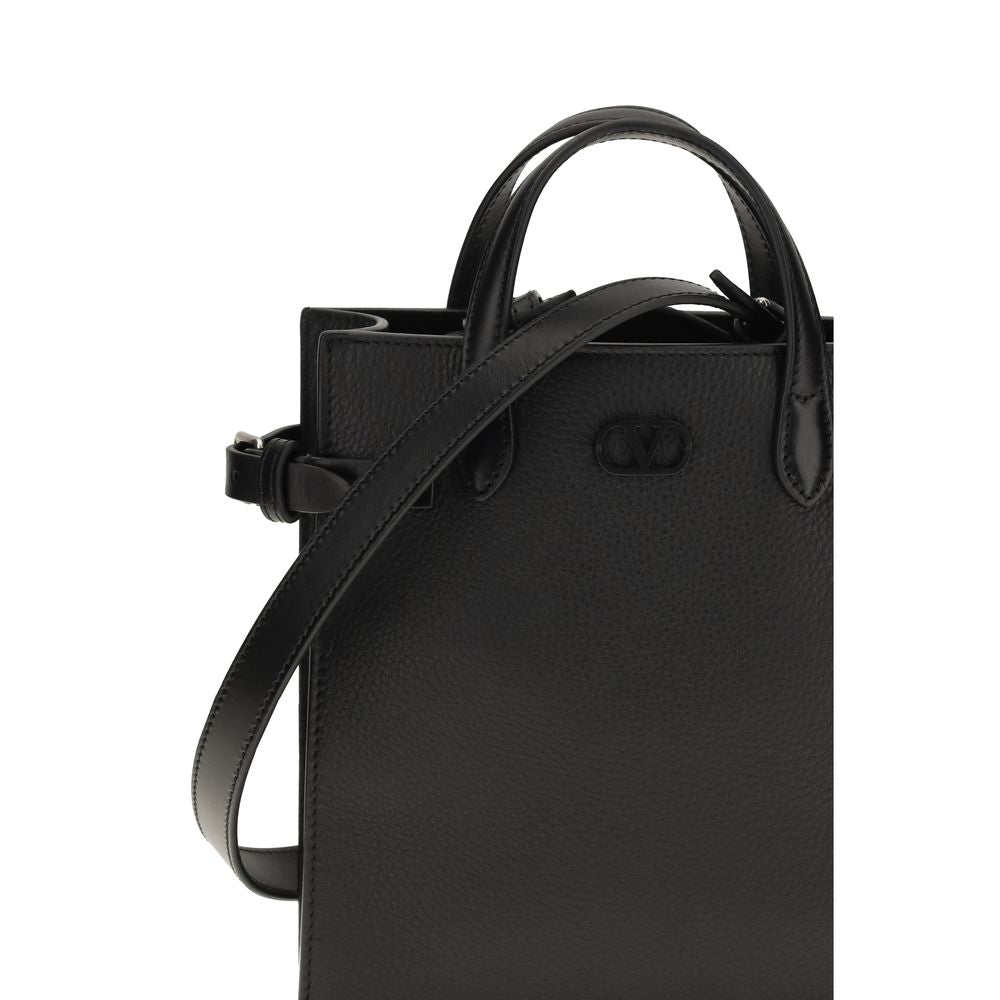 Valentino Garavani Black Calf Leather Bos Taurus Shoulder Bag