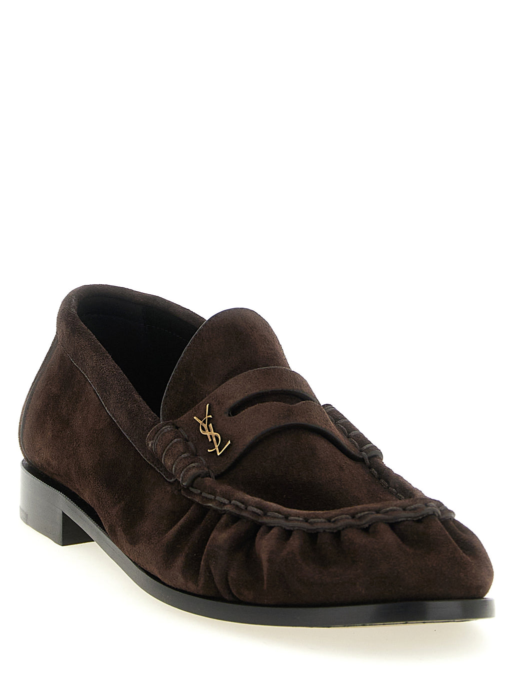 Saint Laurent Brown Calfskin Slip-On Loafers
