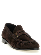 Saint Laurent Brown Calfskin Slip-On Loafers