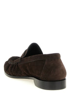 Saint Laurent Brown Calfskin Slip-On Loafers