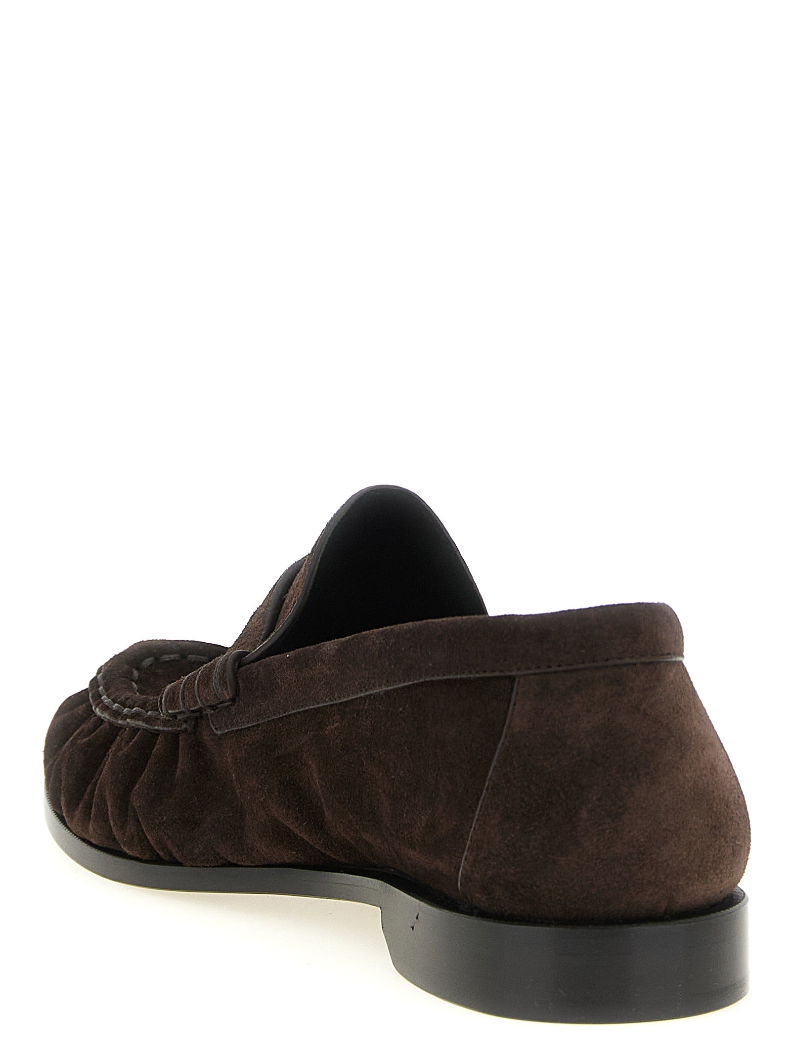 Saint Laurent Brown Calfskin Slip-On Loafers