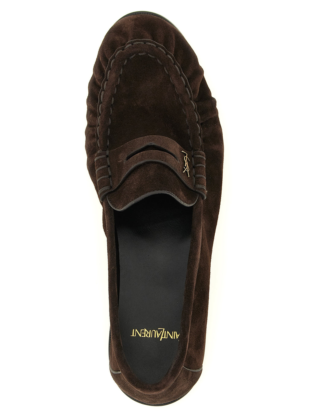 Saint Laurent Brown Calfskin Slip-On Loafers