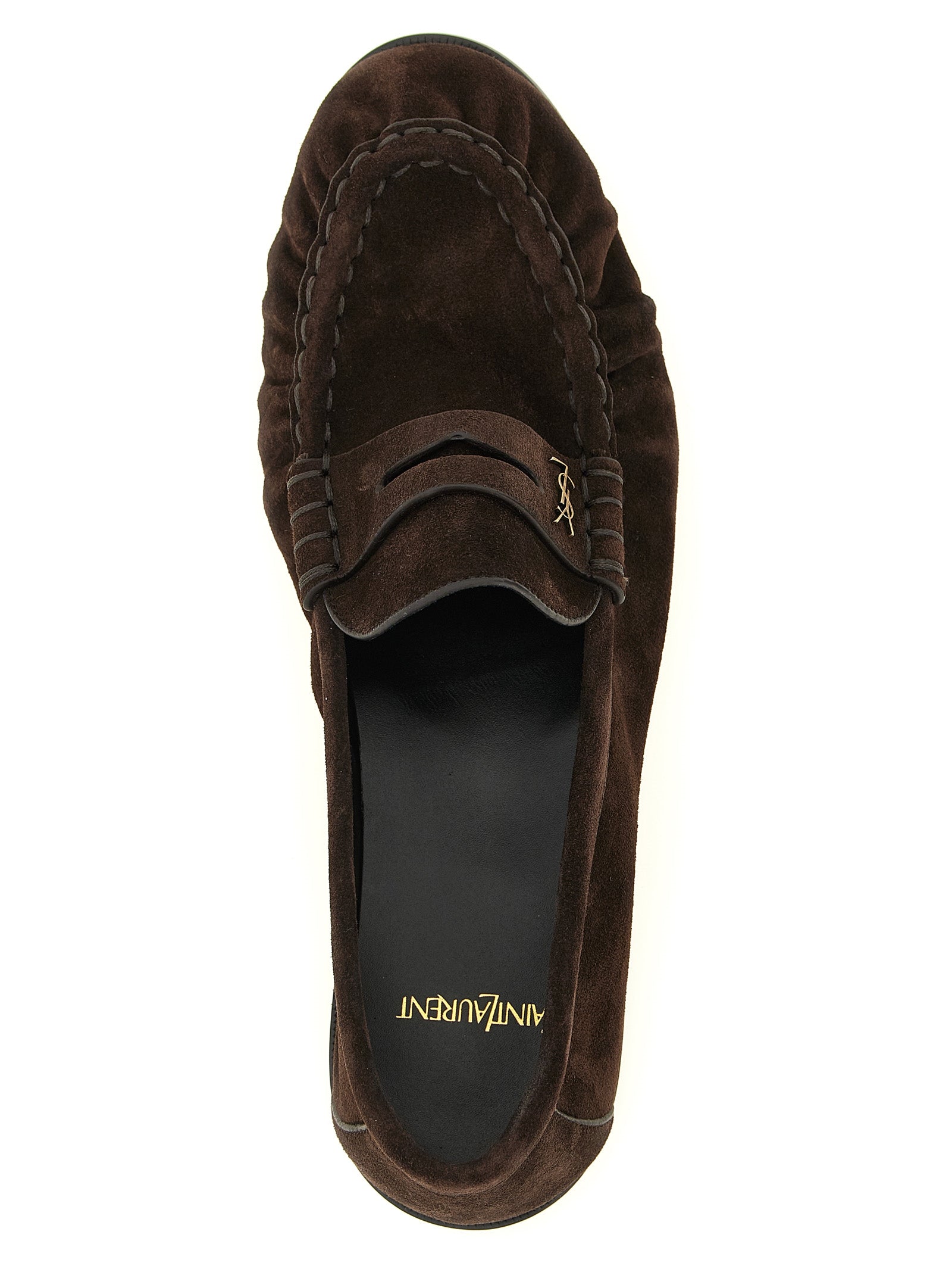 Saint Laurent Brown Calfskin Slip-On Loafers