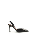 Amina Muaddi Black Satin High Heel Pumps
