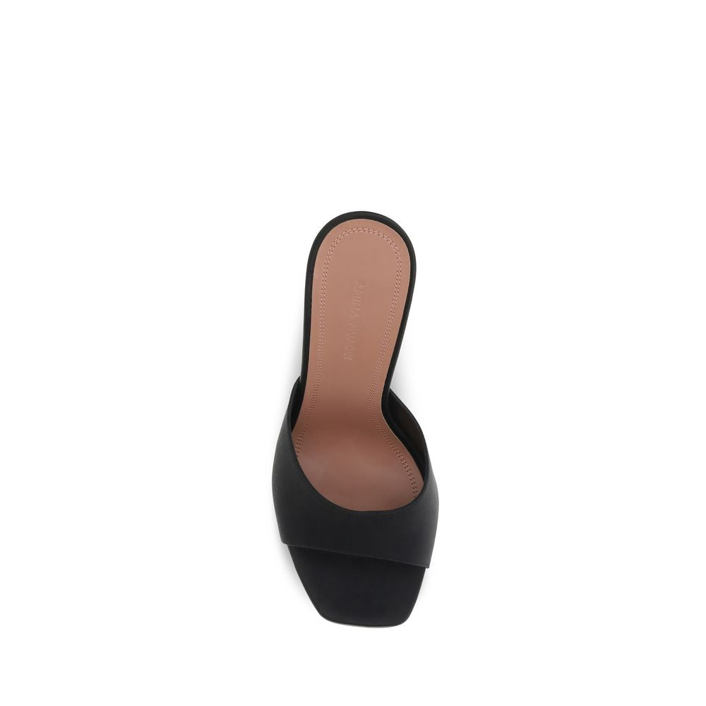 Amina Muaddi Black Calf Leather Bos Taurus Platform Sandals