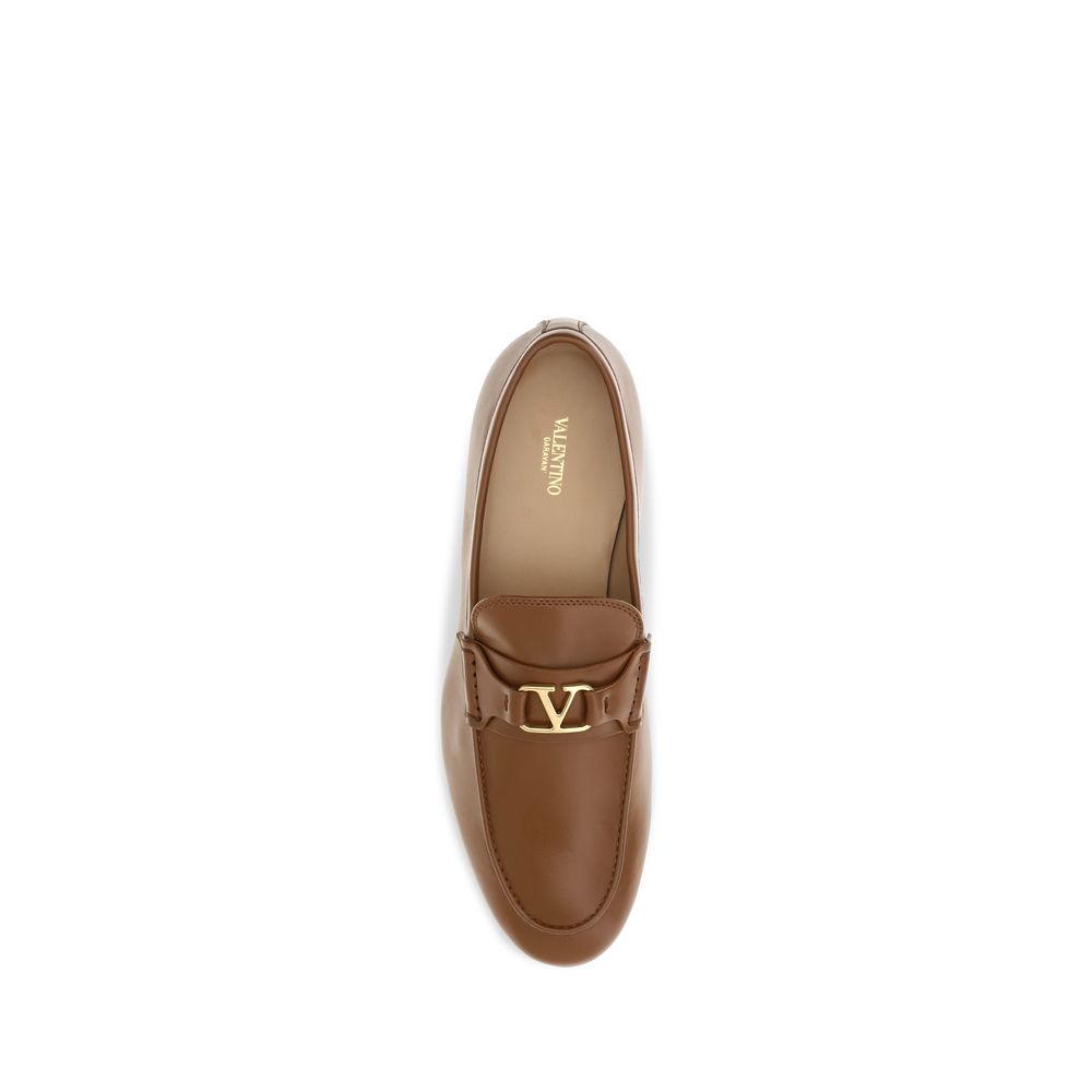 Valentino Garavani Brown Calf Leather Bos Taurus Slip-On Loafers