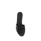 Dolce & Gabbana Black Calf Leather Bos Taurus Flat Sandals